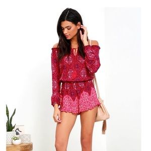 O’Neill Nashville red romper off shoulder size M